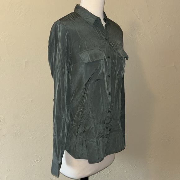 EXPRESS casual button up shirt with double breast pockets women’s small petite - Picture 9 of 13